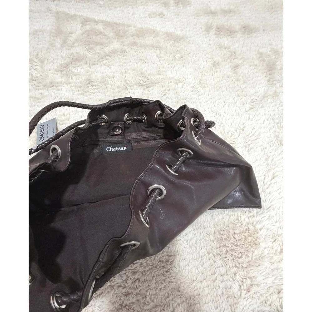 Y2K Whimsigoth 90s Vintage Retro Goth NWT Faux Leather Drawstring Shoulder Bag